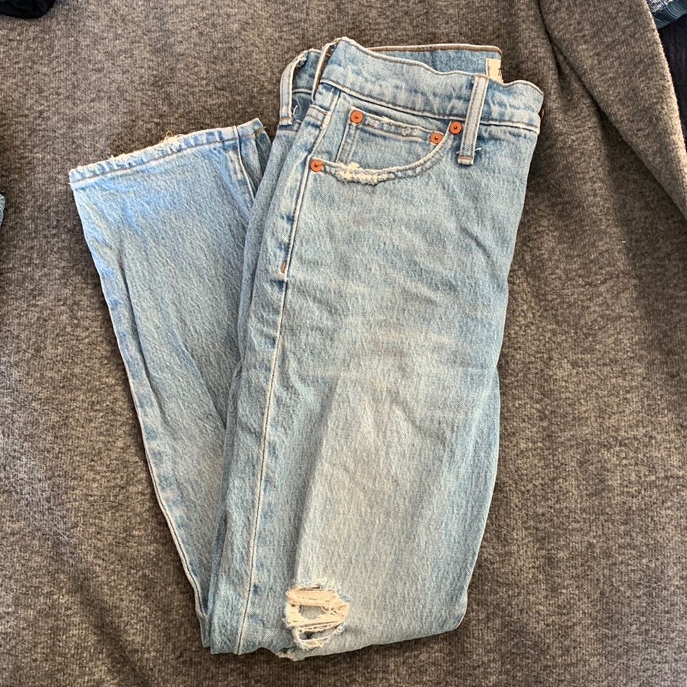 Light wash distressed Madewell jeans